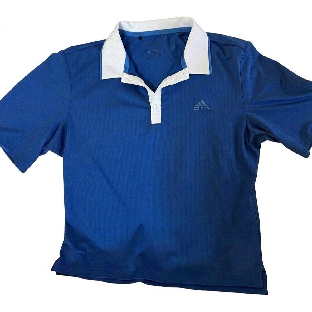 Adidas Climacool Men’s Polo Shirt, Royal Blue w/ White Contrast Color, Size Med